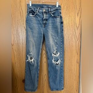 Old Navy Destructed Button Fly Extra High Rise Jeans